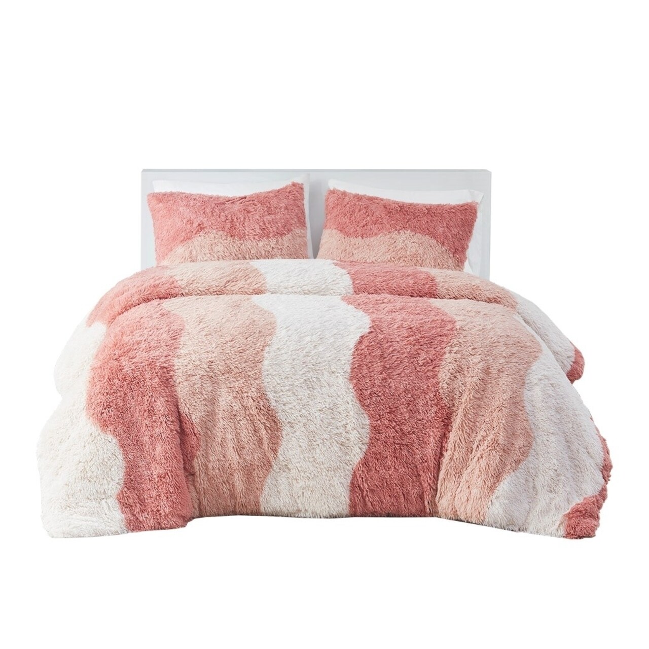 Gracie Mills Ombre Wave Shaggy Faux Faux Comforter Set - Grace-15341